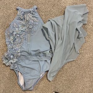 Cosi G Custom Designed Blue Embellished Halter dance costume women’s medium